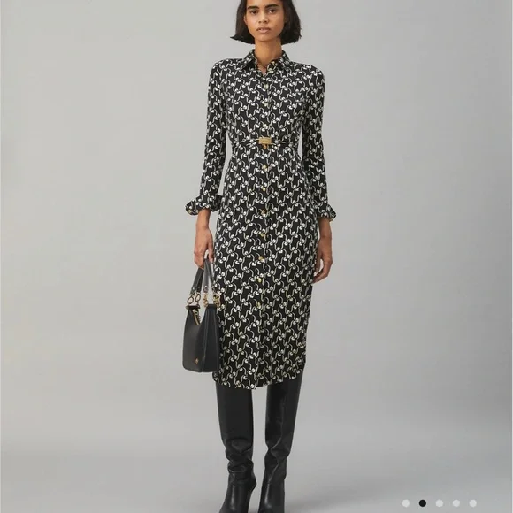 Tory Burch Printed Polo Dress 100% Silk - Picture 2 of 8